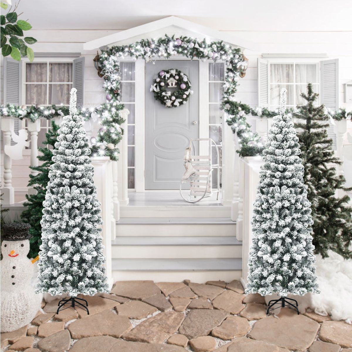 Coast Potlood Kerstboom Met Sneeuw - Met Metalen Voet - 180 cm