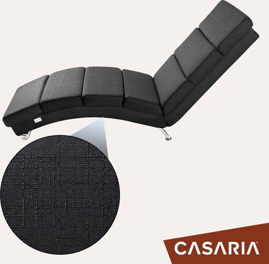 Casaria Relaxfauteuil London - Ligstoel Lounge Verchroomd - Antraciet