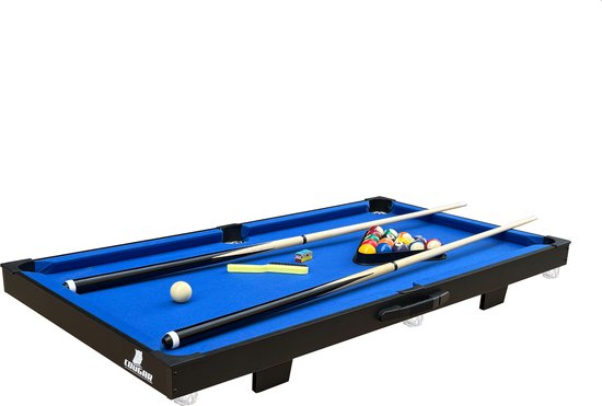Cougar 3-in-1 Multi Speeltafel Mini Zwart-Blauw – Pooltafel – Push Hockey – Tafeltennis - Inclusief alle accessoires