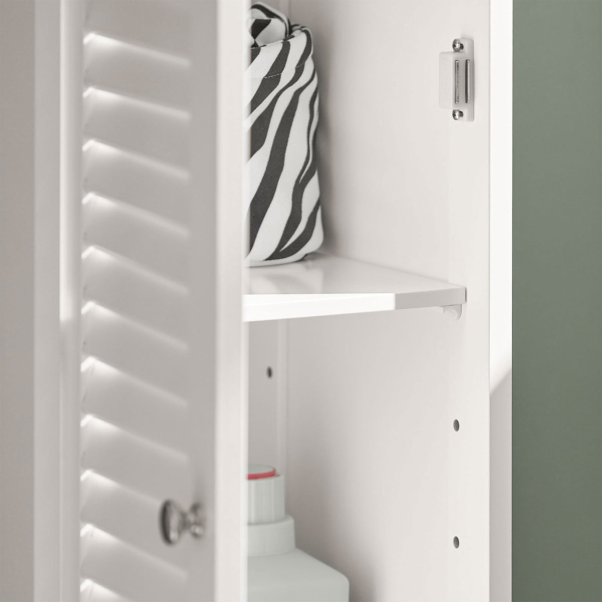SoBuy FRG236-W Hoge Badkamerkast – Wit – 32 x 30 x 170 cm – MDF Hout – Opbergkast met Deuren, Lade en Planken