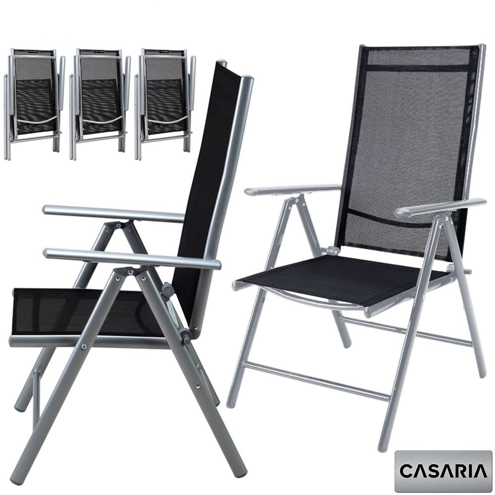 Casaria Aluminium Tuinstoelen - 3 stuks - Inklapbaar - Zilver