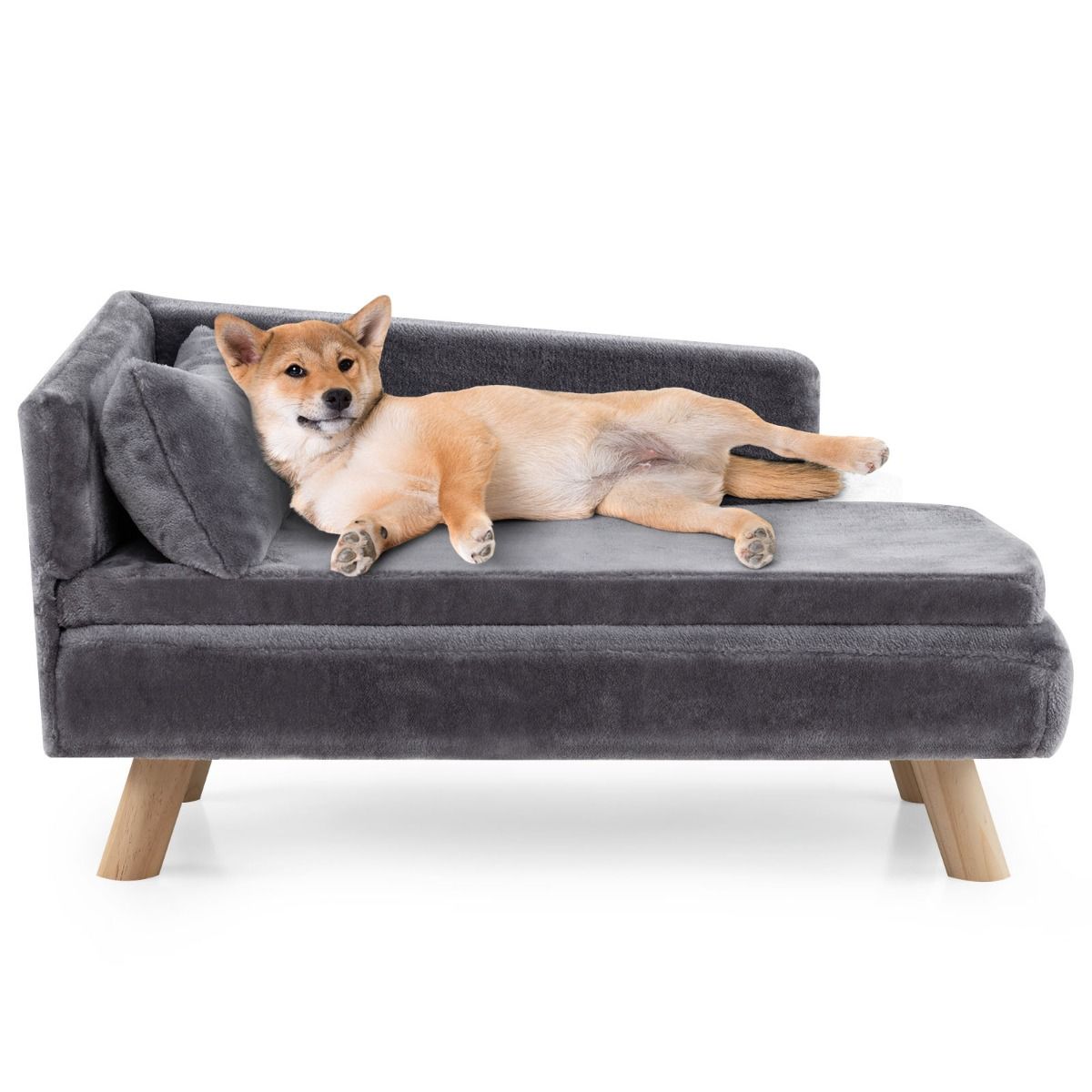 Coast Verhoogde Hondensofa - halfronde rugleuning - afneembaar kussen - grijs - 81 x 51 x 47 cm