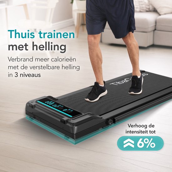 TibaGoods Loopband Inklapbaar - 1 t/m 6 km/u - Hardloopband voor thuis - Walking pad - Hometrainer - Hellingsfunctie 6% - Treadmill - Wandelband - Sport - Hardlopen - Voor onder het bureau