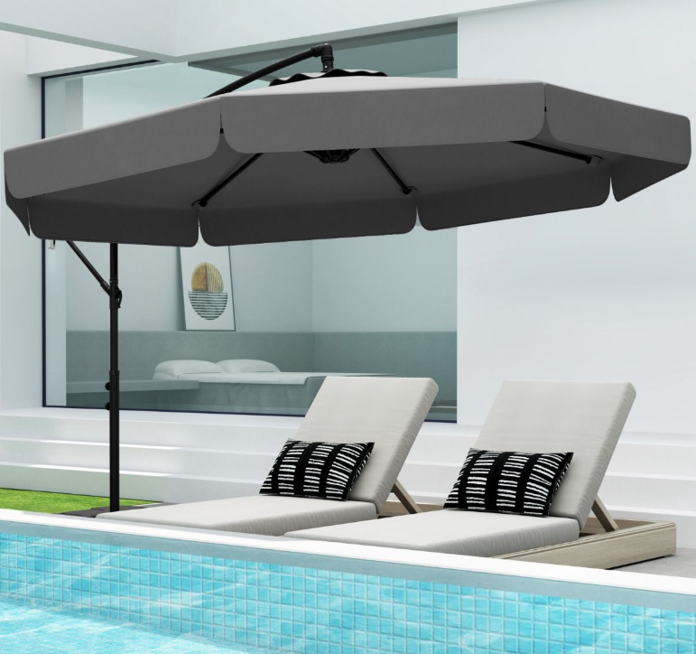 Coast Zweefparasol 305 cm met Beschermhoes en Volant – Grijs