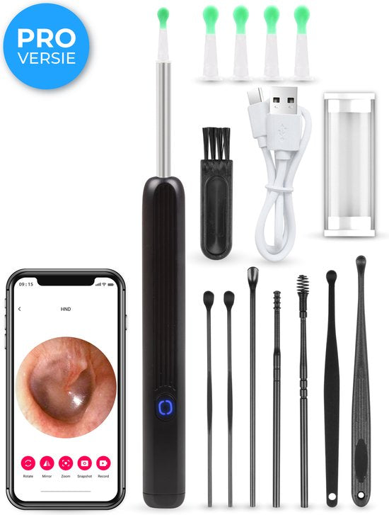 Nuvance - Oorsmeer Verwijderaar met Camera App - Oorreiniger - Oor Schoonmaken Set - Oorspuit - Earscratcher - Incl. Reinigingsset