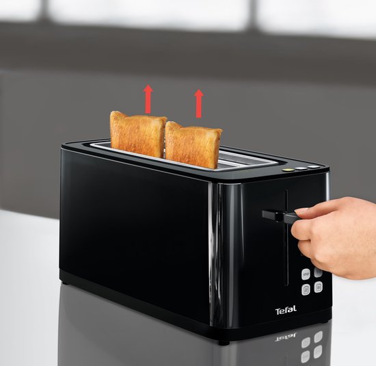 Tefal Smart & Light TL6408 - Broodrooster XL - 4 Sneden brood - Digitaal Display - 7 Bruiningsniveau's - Uitneembare kruimellade
