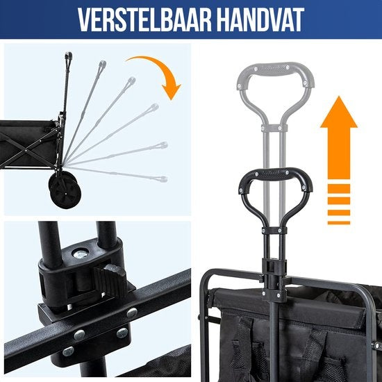 Avalo Bolderkar - Opvouwbaar - Tot 90KG - 72x47x47 CM - 65L - 360º Wielen - Zwart