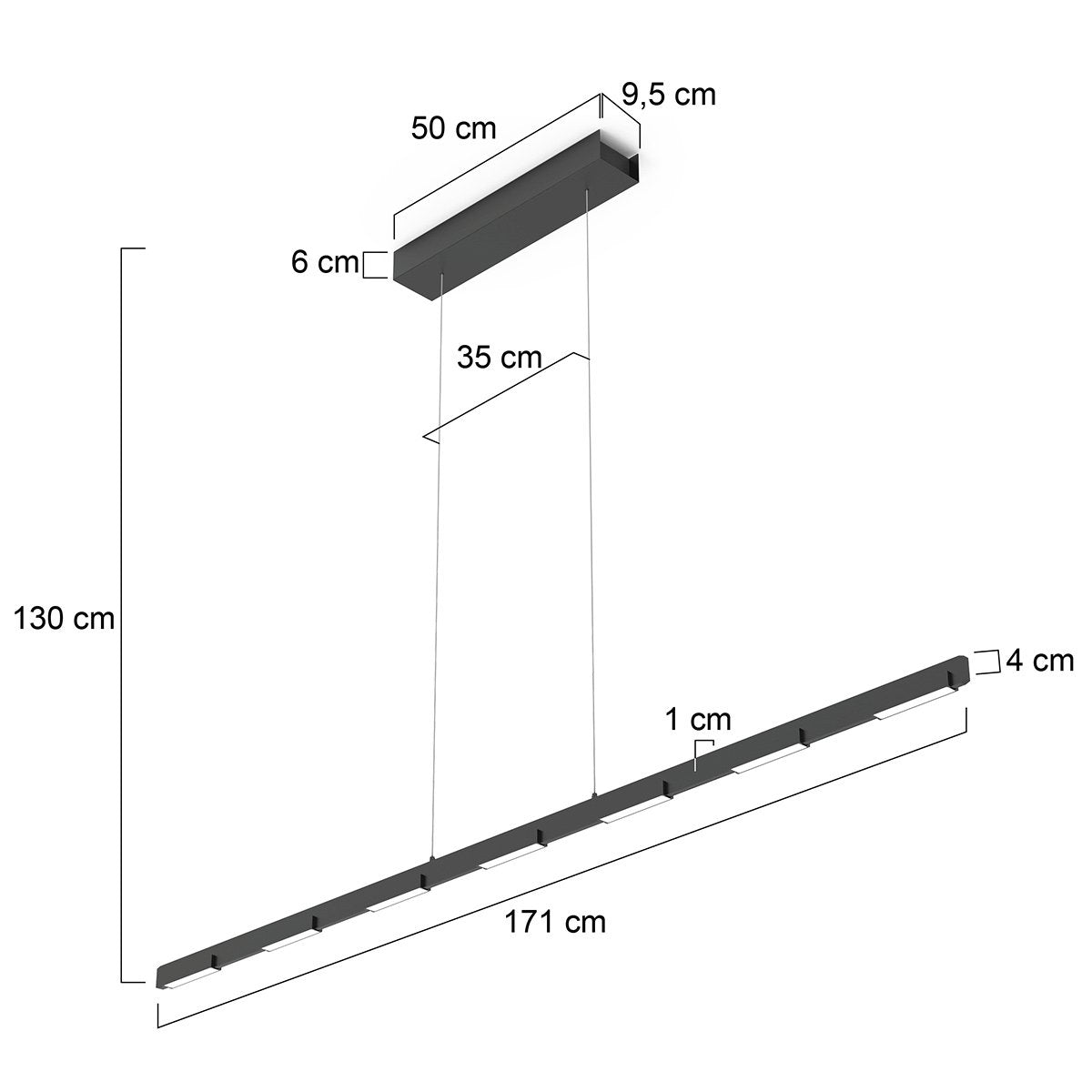 Hanglamp Bloc 3297ZW Zwart met Hoogteinstelbaar Cable Lift, Glas en Metaal - Steinhauer