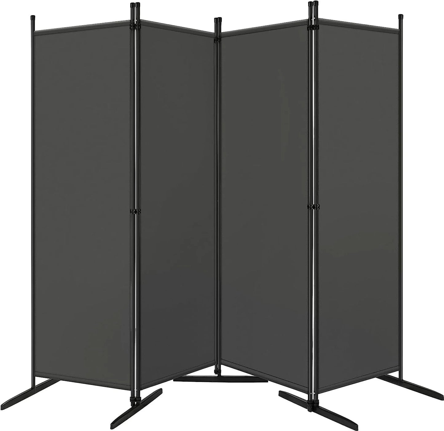 Woltu Paravent Ruimteverdeler & Privacy Scherm 4-Delig Donkergrijs - 223 x 177 cm - Opvouwbare Scheidingswand voor Binnen en Buiten