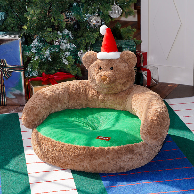 zeze huisdierenbank met kerstbeer