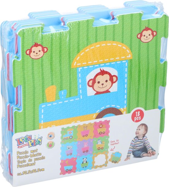 Let's Play Puzzelmat Baby 18-Delig - Speelmat Foam met Dieren - Puzzel Mat voor Kinderen - Kleurrijk Speelkleed - ca. 30,5 x 30,5 cm - 18-delig