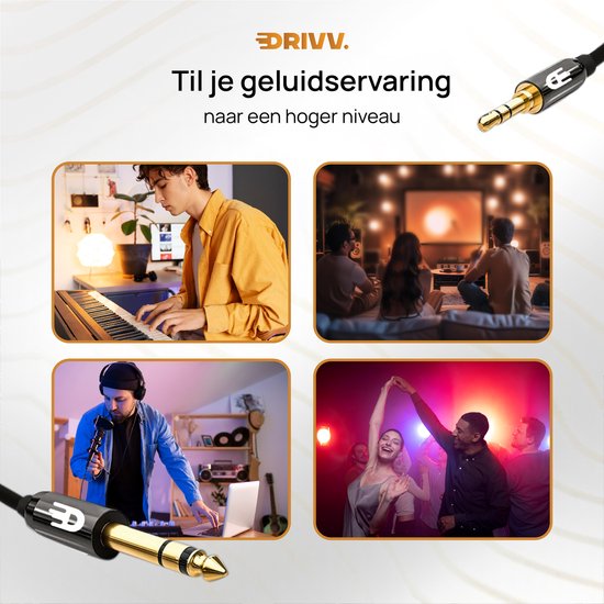 Drivv. Premium 3,5 mm Jack naar 6,35 mm Kabel - Jack Kabel - Audio Kabel - 3 meter