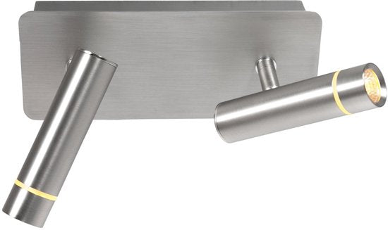 Wandlamp Volari 4713ST staal 2-lichts met draaibare en kantelbare koppen - Steinhauer