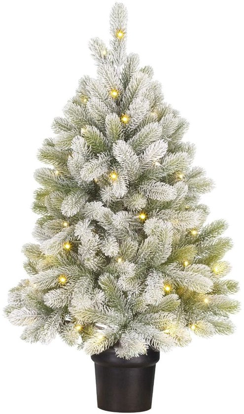 Black Box Trees Nagoya Kunstkerstboom met Verlichting - Kunstboom H90 x D42 cm - Kunst Kerstboom Besneeuwde Takken - in Kunststof Pot - Kerstdecoratie voor Binnen - met Batterij en Timer - 175 Tips