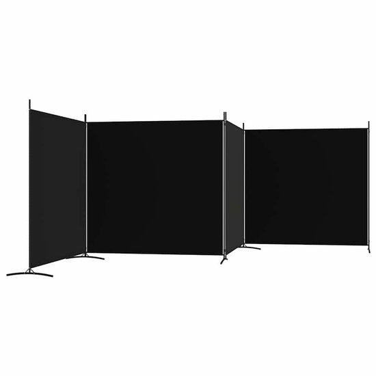 vidaXL - Kamerscherm - met - 4 - panelen - 698x180 - cm - stof - zwart