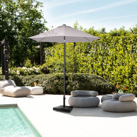 VONROC Premium Stokparasol Torbole Ø200cm - Incl. beschermhoes – Ronde parasol – UV werend doek - Beige