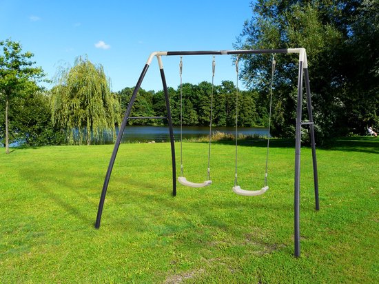 AXI Dubbele Metalen Schommelset Antraciet/Créme - 210 x 210 x 217 cm