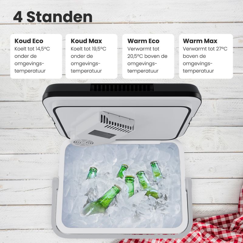 Auronic Elektrische Koelbox 25 Liter - Koelen en Verwarmen tot 65 °C - 12 V en 240 V - 44 x 32 x 44,7 cm - Zwart