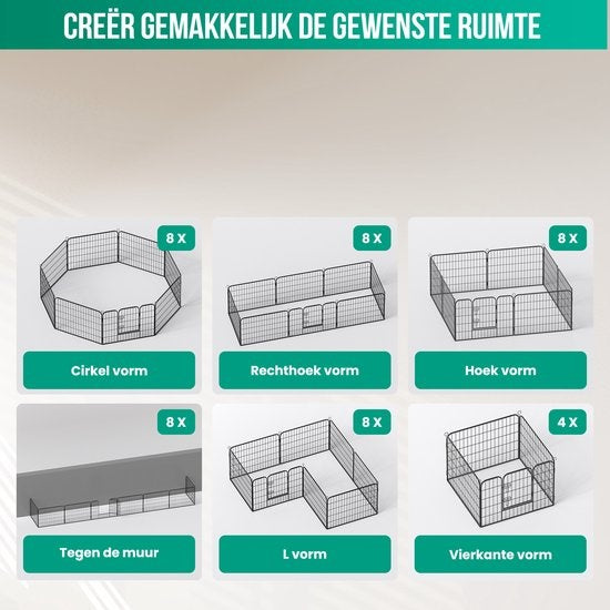Avalo Puppyren Ø210cm Opvouwbaar - Zwart - 8 panelen 80x60cm