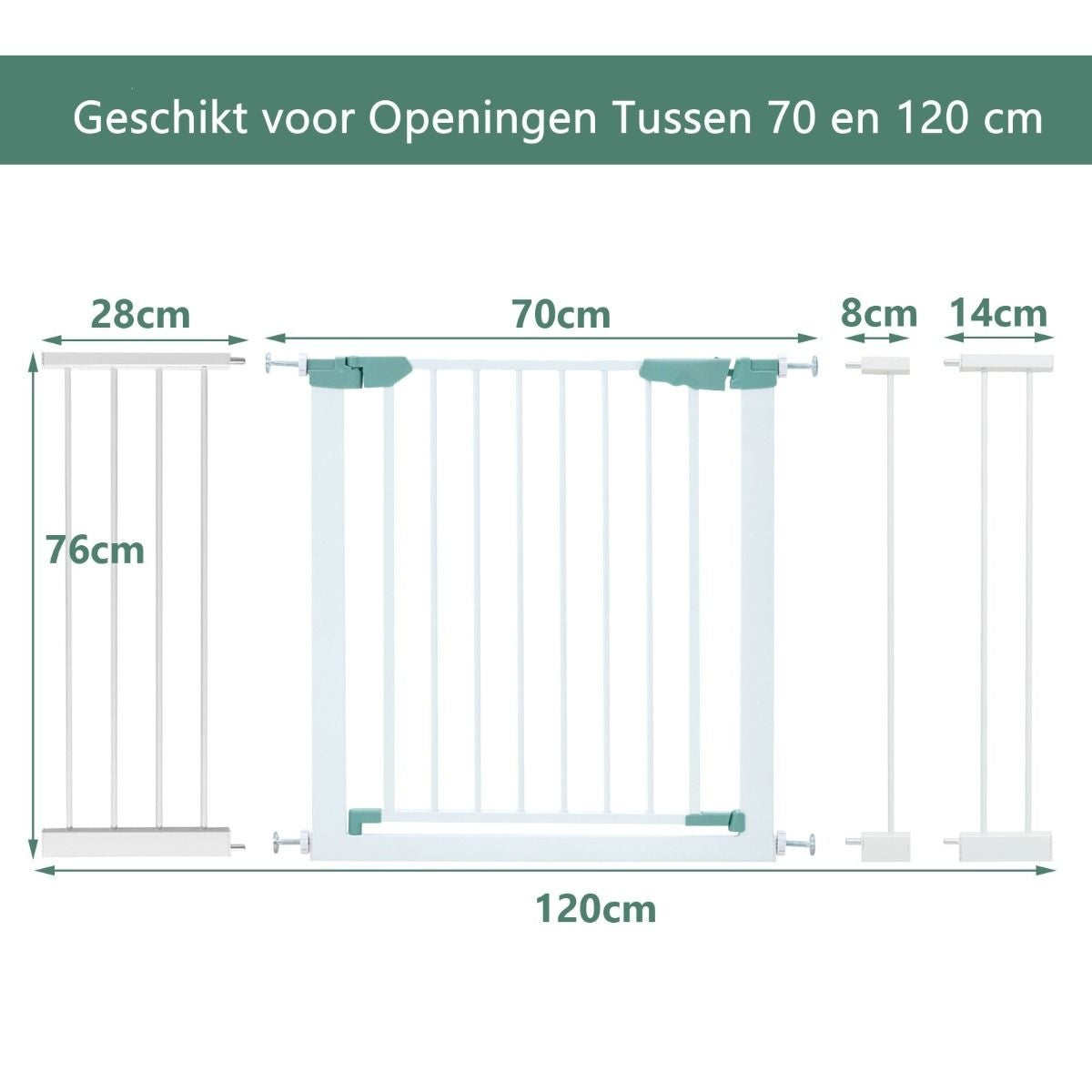 Coast Traphekje Extra hoog - Incl. Verlengstukken - Voor Huisdieren en Baby's - Groen / Wit