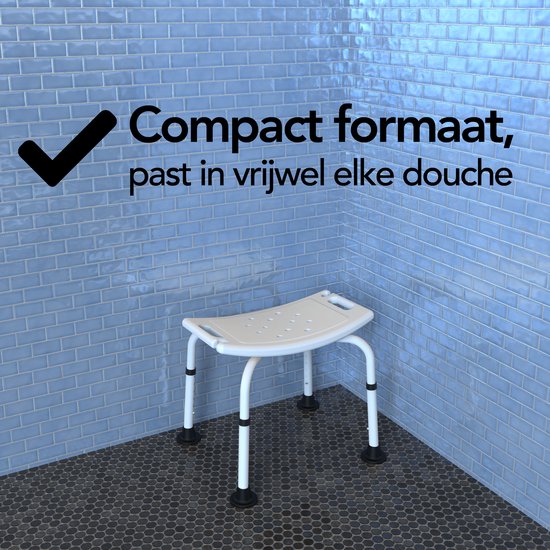 Brixy Douchekruk - In Hoogte Verstelbaar - Douchestoel - Anti-Slip - Met Douchekophouder - Max. 150 kg - Wit