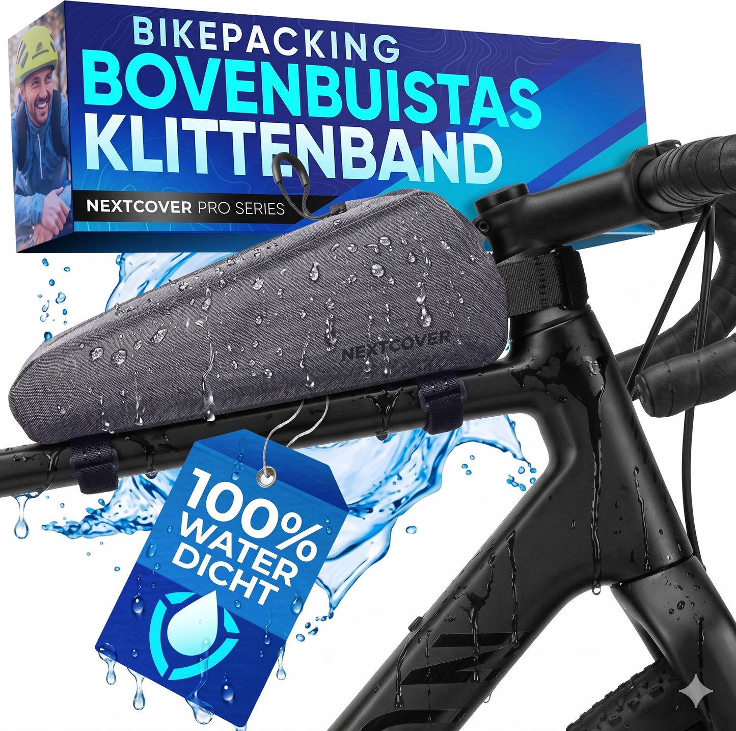 Nextcover Bikepacking Frametas - 46cm - 3,6L - Waterdicht - Zwart