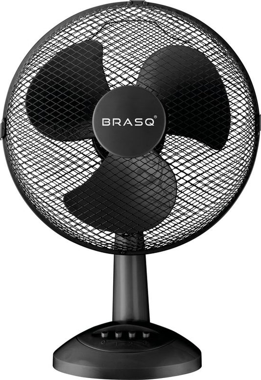 BRASQ Ventilator 30 cm – Krachtige Tafelventilator – 3 Standen – Zwart