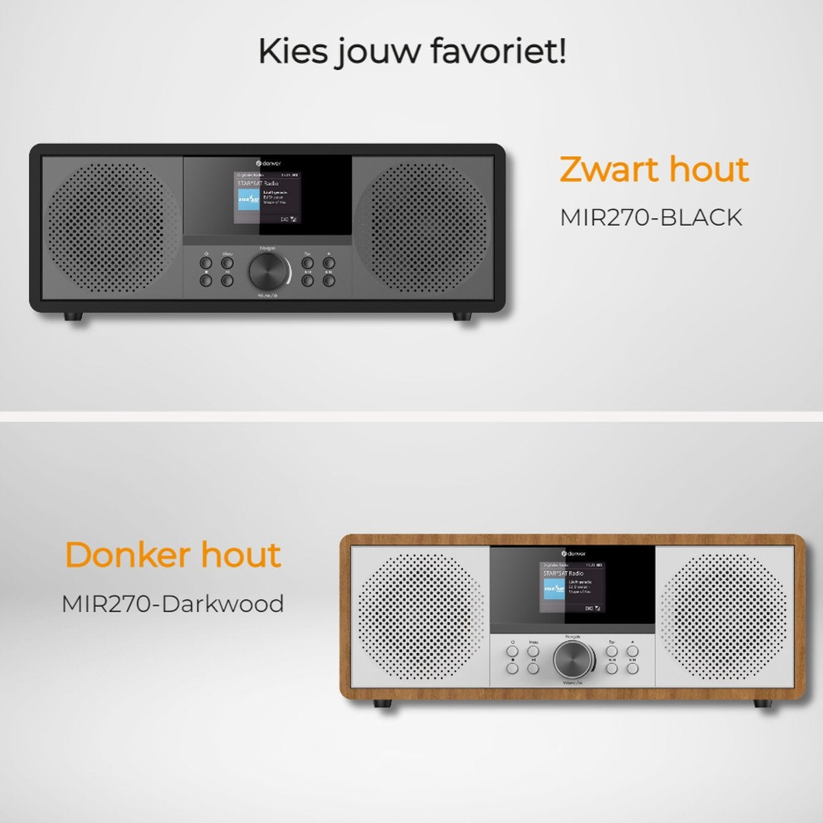 Denver - Internetradio & DAB+ Radio - MIR-270 - 2,4 inch Kleurenscherm - 200W Bluetooth & CD-speler - USB & AUX - Kunststof & Metaal - Zwart