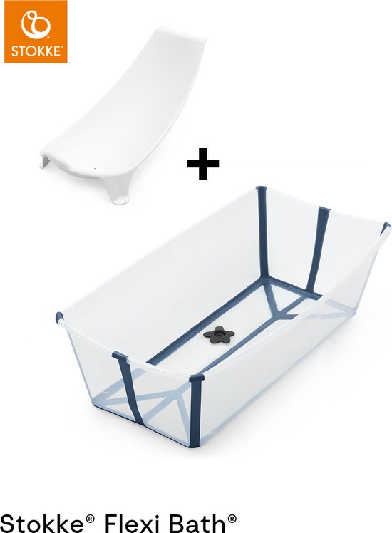 Stokke® Flexi Bath® X-Large set - Flexi Bath® XL + Newborn Support - Transparant blauw