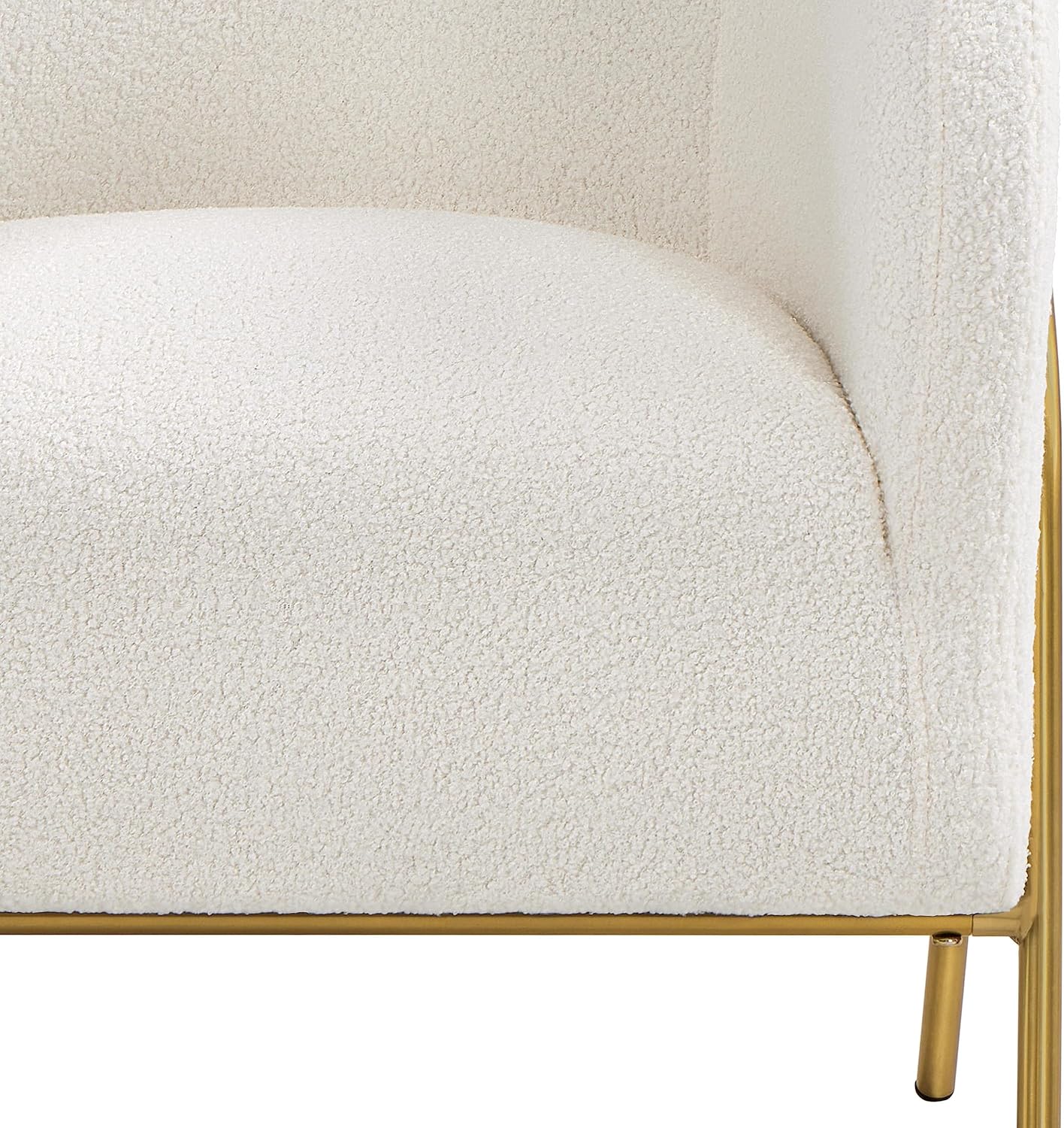 Yaheetech Accentstoel Luxe Barrelstoel Boucle - Gouden V-Poten - Ivoor - 69x69x72 cm