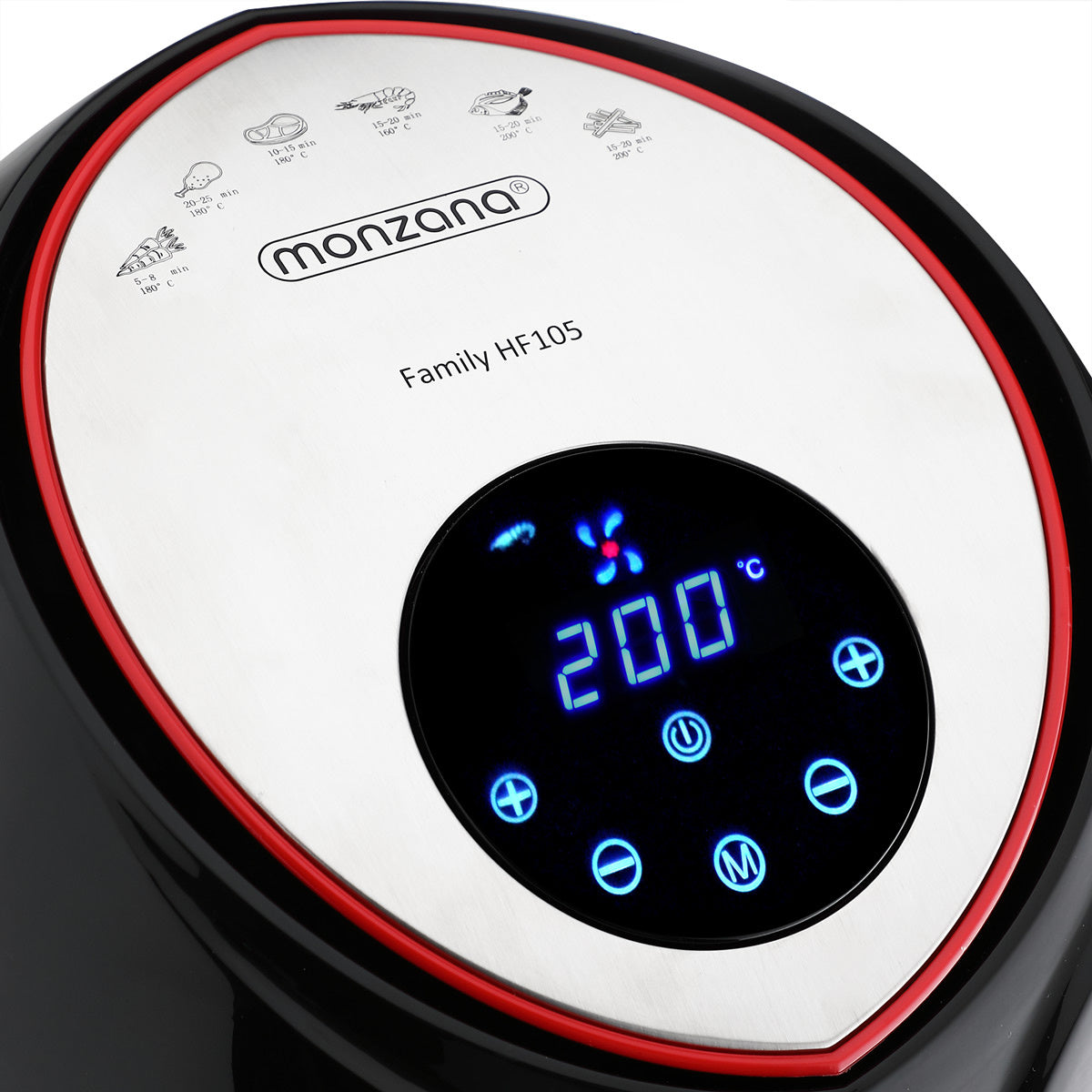 Monzana Airfryer Family HF105 - MET touch display - 1800 W - 6,5L