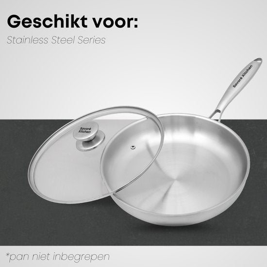 Savoré Kitchen Pannendeksel Set 3-delig - Deksel voor koekenpan Ø 20, 24, 28 cm - RVS - Glas
