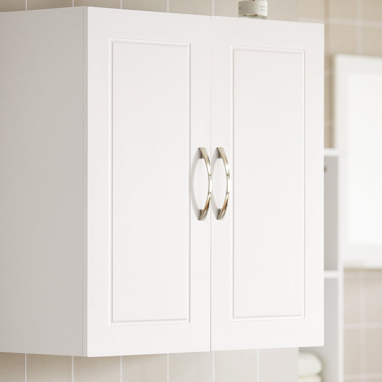 SoBuy Wandkast met 2 Deuren - 60x60x30 cm - Wit - Verstelbare Plank