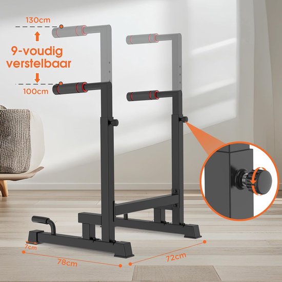 DH FitLife Dip Bars | Dip Stand Station | Dipstandaard | Krachtstation Fitnessapparaat voor Thuis | Parallettes Calisthenics Trainingsapparatuur | Individueel Verstelbare Hoogte voor Krachttraining