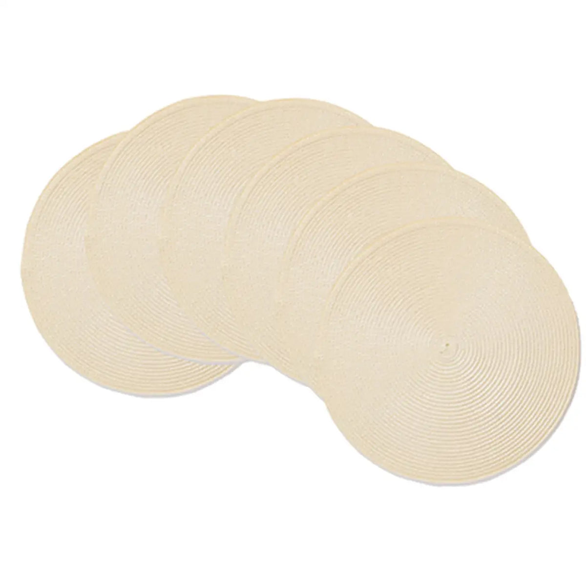 Ronde Gevlochten Placemats - Set van 6 - Wasbaar - Ø 38,1 cm - Beige