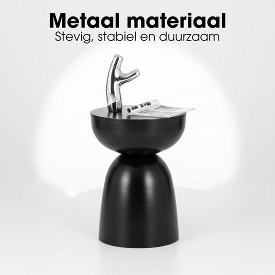 Mica Decorations Elliot Bijzettafel - Bijzettafel Rond H45 x Ø32 cm - Bijzettafeltje voor Woonkamer of Slaapkamer - Ideaal als Plantentafeltje - IJzer met Poedercoating - Zwart