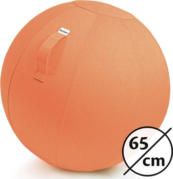 Bckz Zitbal Kantoor en Thuis 65 CM - Luxe Yoga Bal - Zitballen met Hoes - Ergonomische Bureaustoel Bal - Linnen Oranje