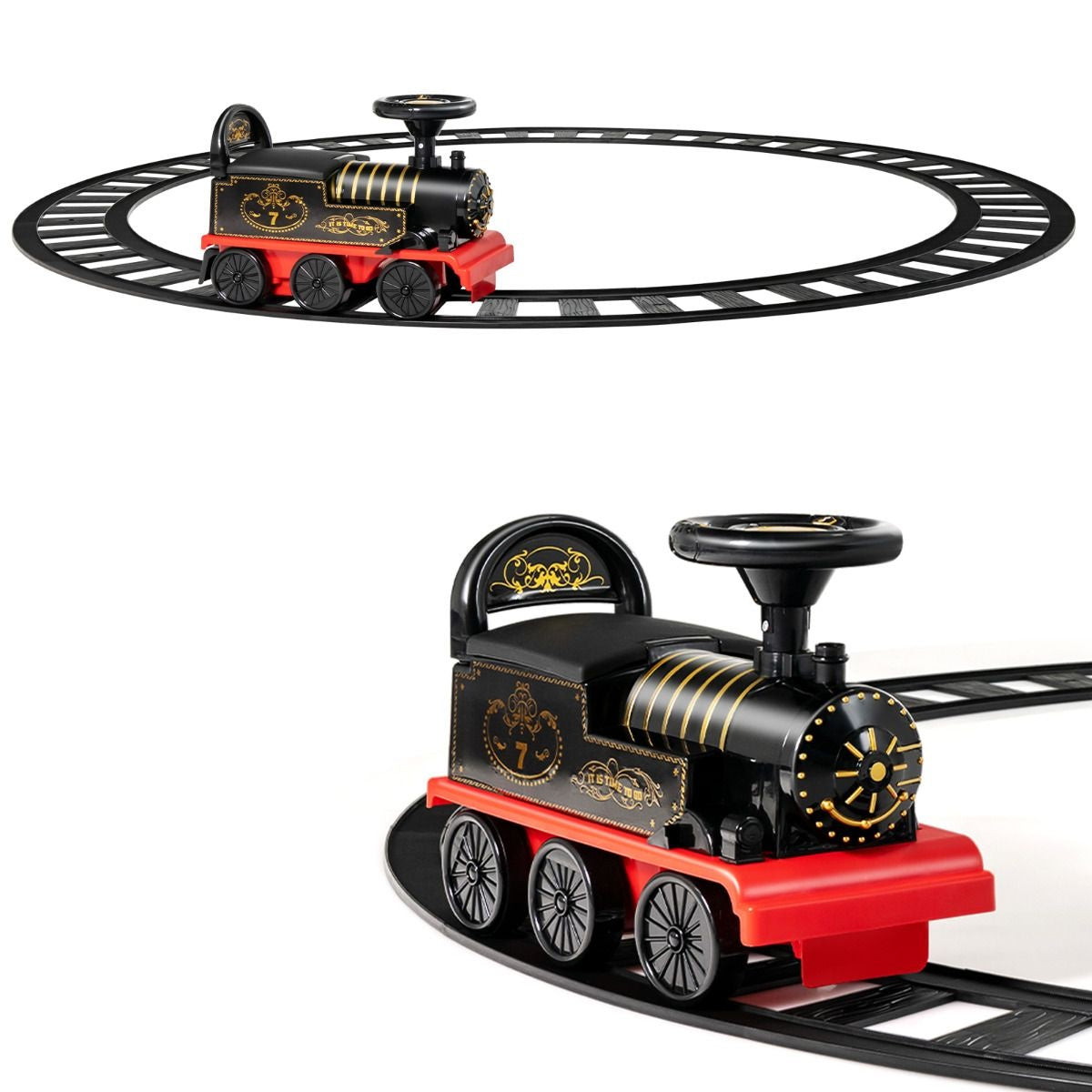 Coast 6V Electric Children's Pull om rechtop te zitten met 16 stuks rails voor kinderen van 3 jaar Schwarz