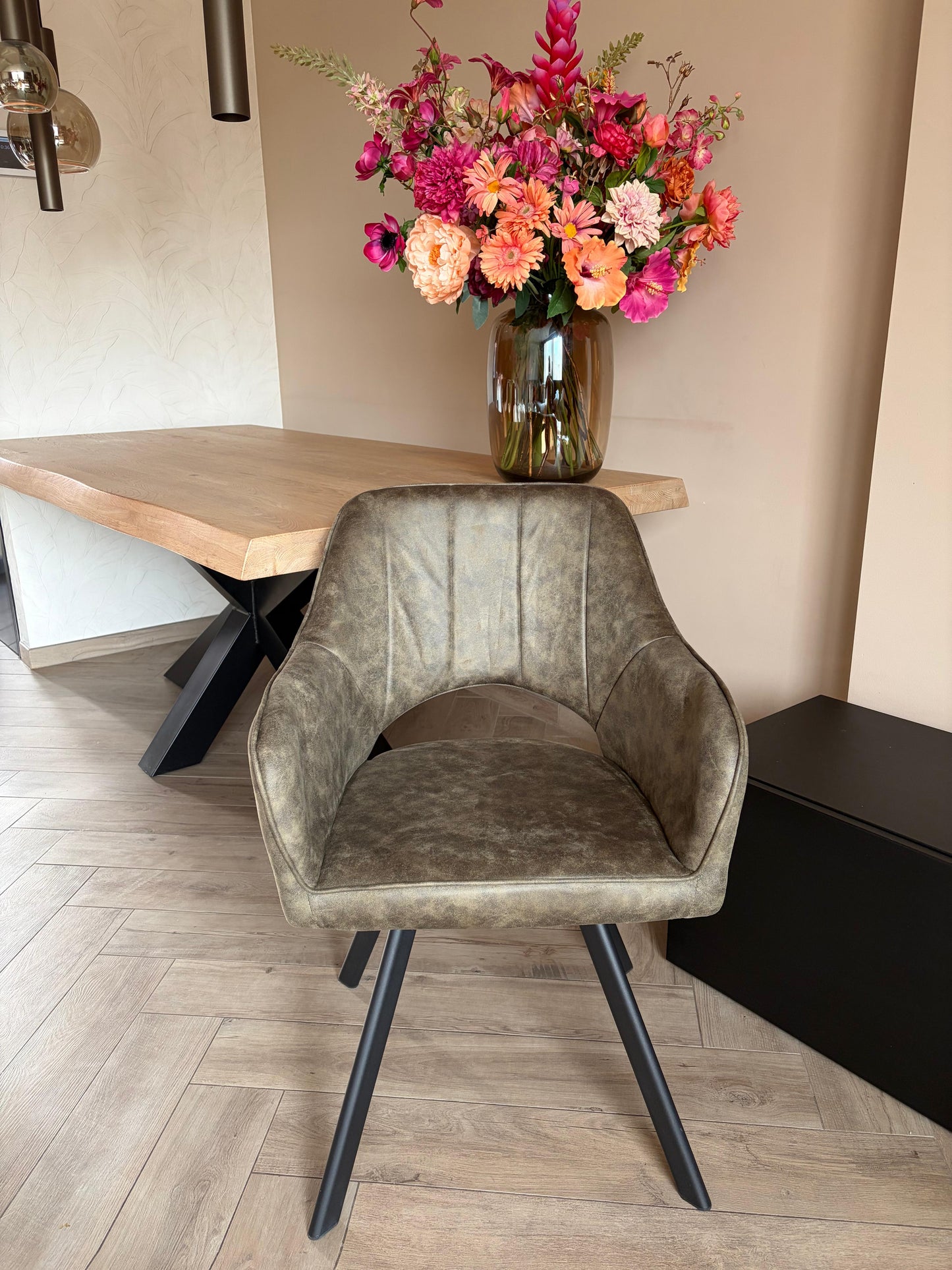 Meubel31 Tenno Draaibare Eetkamerstoelen Set van 2 - Microvezel - 55 x 45 x 88 cm - 360° Draaibaar