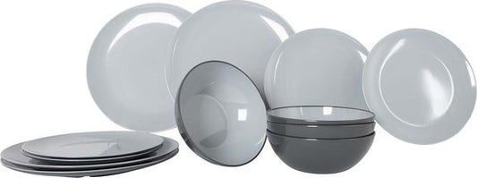 Gimex - Vivid Line - Servies - Grijs - 12-Delig