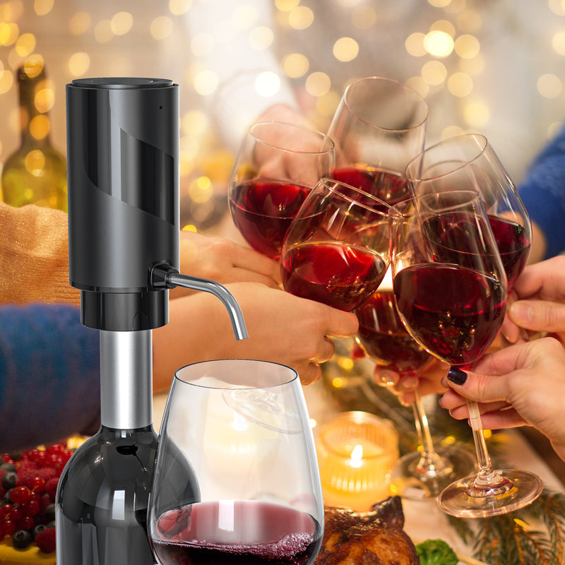 Cuisync Elektrische Wijnopener Set, 4-in-1 Oplaadbaar Wijn Cadeau Kit met Elektrische Aerator & Schenker, Vacuüm Stopper, Folie Snijder, Automatische Wijnflesopener voor Thuisbar Feest Bruiloft, SGS-KD-7
