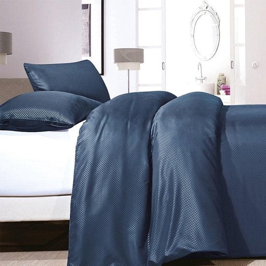 Zensation Satin Point - Dekbedovertrek - Eenpersoons - 140x200/220 + 1 kussensloop 60x70 - Blauw