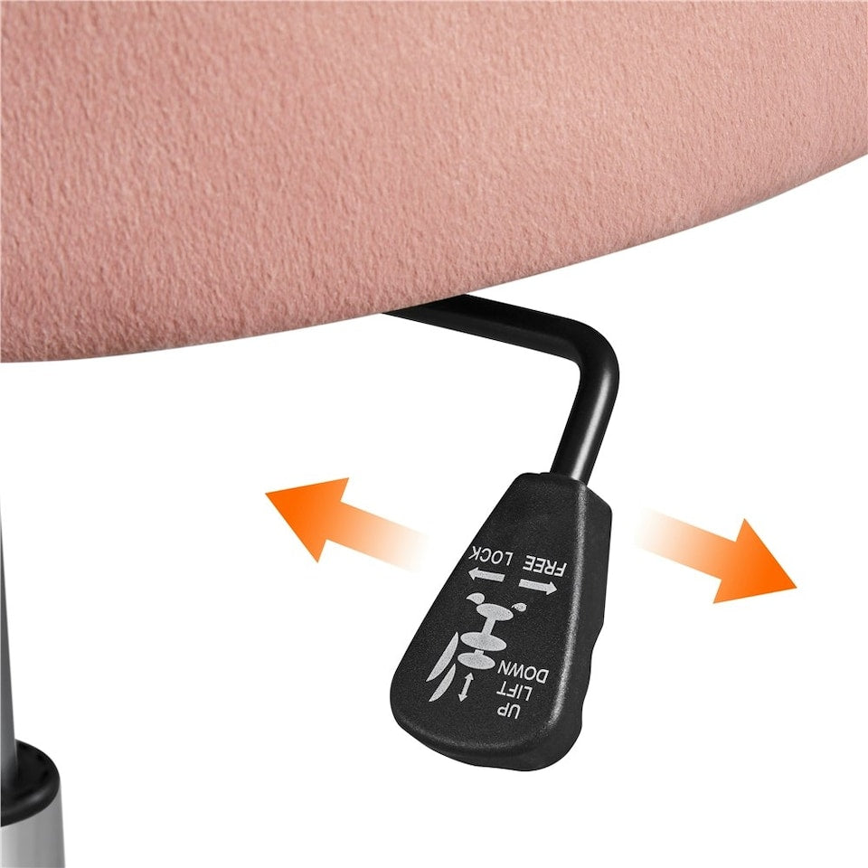 Yaheetech Ergonomische Bureaustoel Fluweel - Verstelbaar 76,5 tot 86,5 cm - 60 x 60 cm - Lichtroze