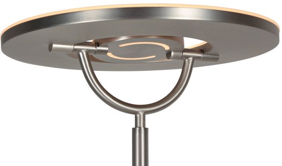 Staalkleurige vloerlamp 4386ST - Soleil 2 met draaibare en kantelbare arm, 185 cm hoog, modern staal, 6500 lumen, Steinhauer Exclusive