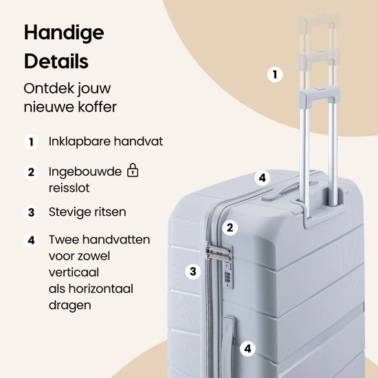 SC Urban Adventurer - Medium Reiskoffer - Cijferslot - 44x27x66cm - 78L - Reiskoffer met Kofferslot - Spinner wielen - Lichtgrijs
