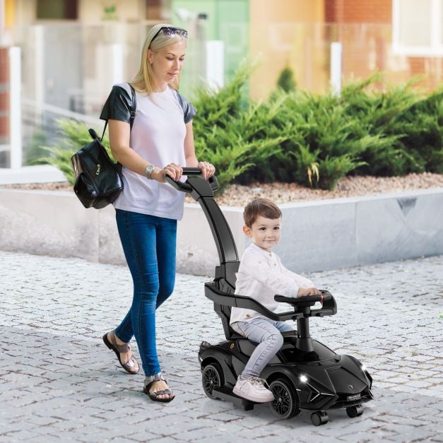 coast Lamborghini Loopauto – 3-in-1 Functie & Incl. Duwstang – max. 25 kg – 95 x 44 x 85 cm – Roze