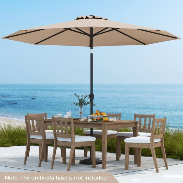 Coast Terrasparasol 303 cm Bruin – Kantelbare Parasol met Zwengel & 8 Baleinen Dubbelgelaagd voor Tuin, Terras & Zwembad