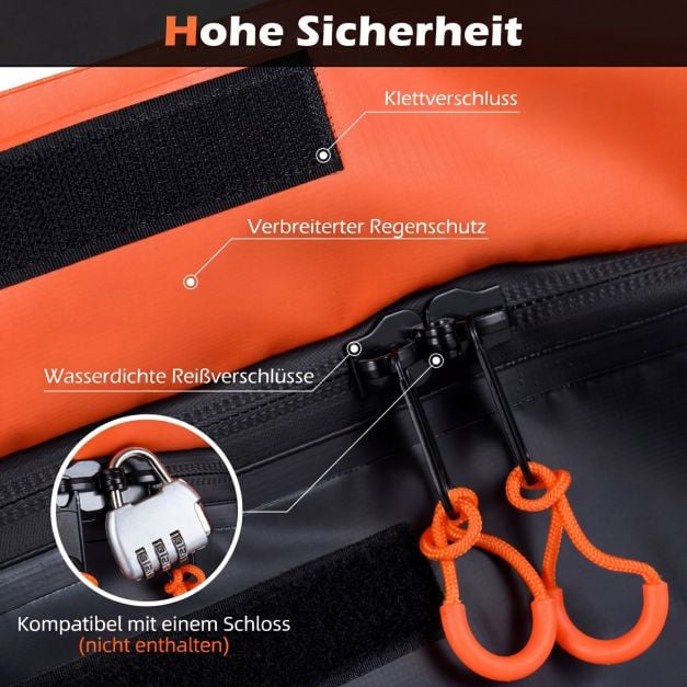 Coast Bagagetas voor Trekhaakdrager – 255 L – 129 x 42 x 45 cm – Oranje en Zwart
