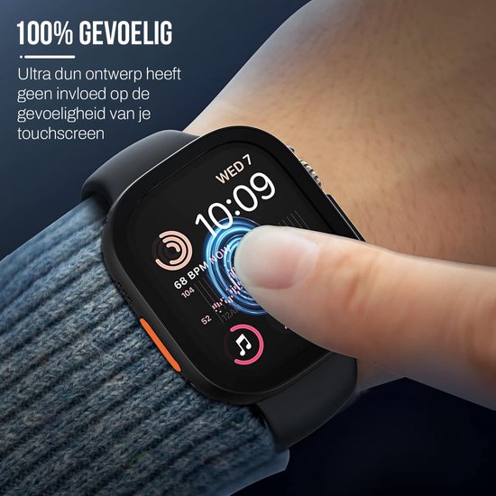 Hoesje geschikt voor Apple Watch Ultra - 49 mm Screen Protector - Podec Full Cover Hard Case - Zwart - 2 Stuks