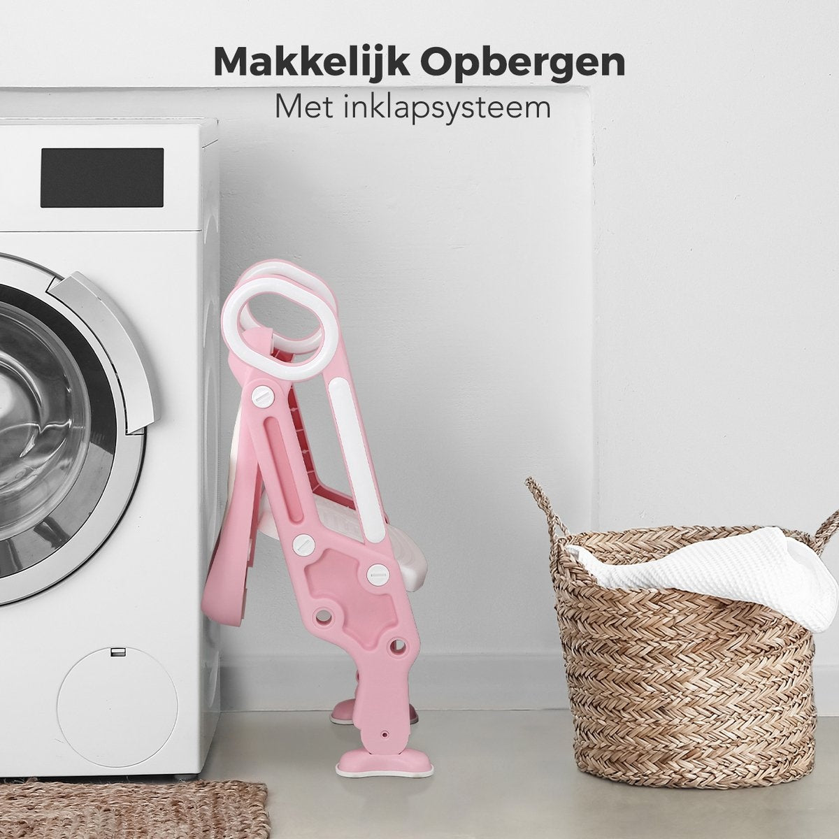 LifeGoods WC Verkleiner met Trapje - Toilettrainer met Opstapje - Potje peuter - 2 tot 7 Jaar - Roze/Wit